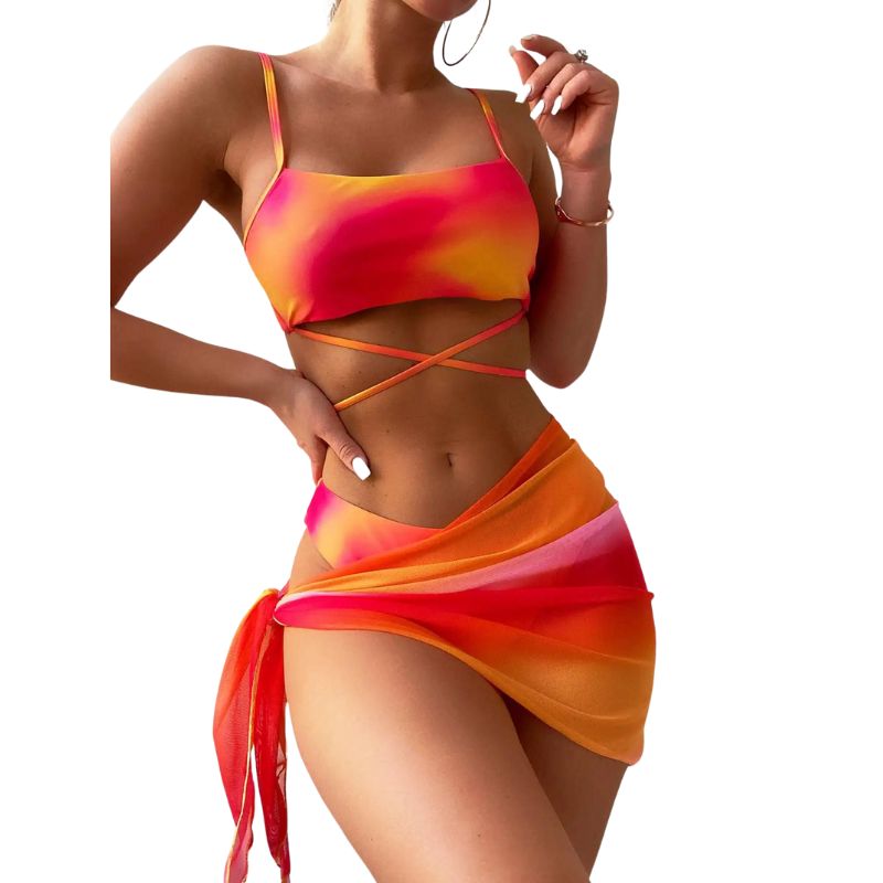 Luciana® | 3-Piece Bikini Swimsuit With Laces And Beach Skirt
