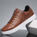 Men's Lace-Up Faux Leather Sneakers – Casual Comfortable Shoes