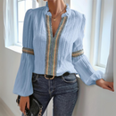 Women's Boho Chiffon Blouse – Long Sleeve Lightweight Casual Top