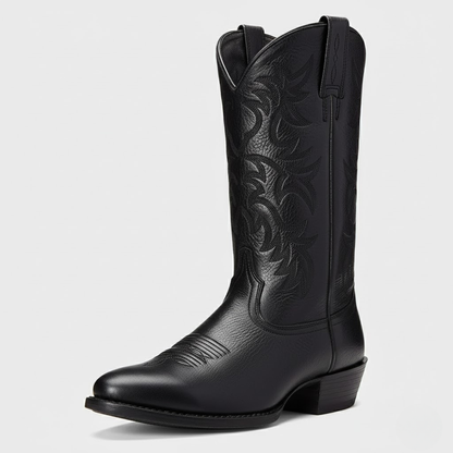 Women’s Western Knee-High Boots – Pointed Toe & Embroidered Detail