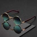 Retro Style Round Metal Frame Sunglasses With Dark Lenses