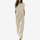 Women's High Neck Sleeveless Belted Jumpsuit – Tailored Formal Wear