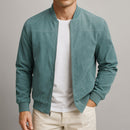 Men's Suede Zip-Up Long Sleeve Jacket – Casual Slim Fit Coat