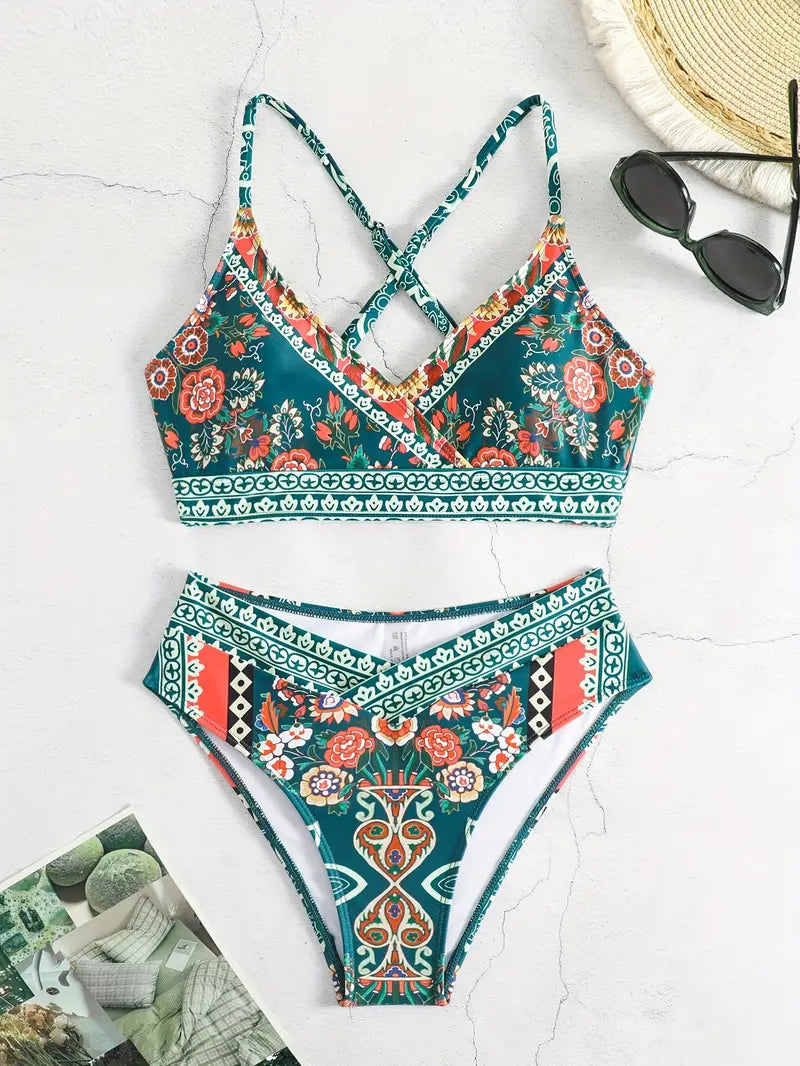 Letizia® | Bohemian Bikini Set With Crisscross Straps