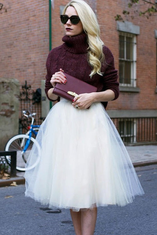 Adult High Waist Tulle Puff Mini Skirt