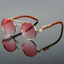 Retro Round Metal Sunglasses - Red