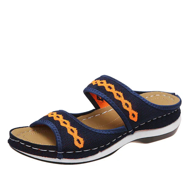 Women's Boho Open-Toe Flat Sandals – Casual Slip-On Summer Slippers
