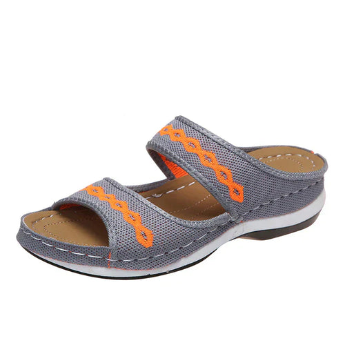 Women's Boho Open-Toe Flat Sandals – Casual Slip-On Summer Slippers