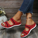 Women's Boho Open-Toe Flat Sandals – Casual Slip-On Summer Slippers