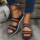 Women's Boho Open-Toe Flat Sandals – Casual Slip-On Summer Slippers