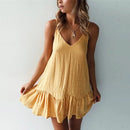Army Green Strap Ruffles Casual Holiday Sexy White Midi Dresses