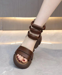 2025 Brown Open Toe Platform Sole Casual Roman Cool Boots