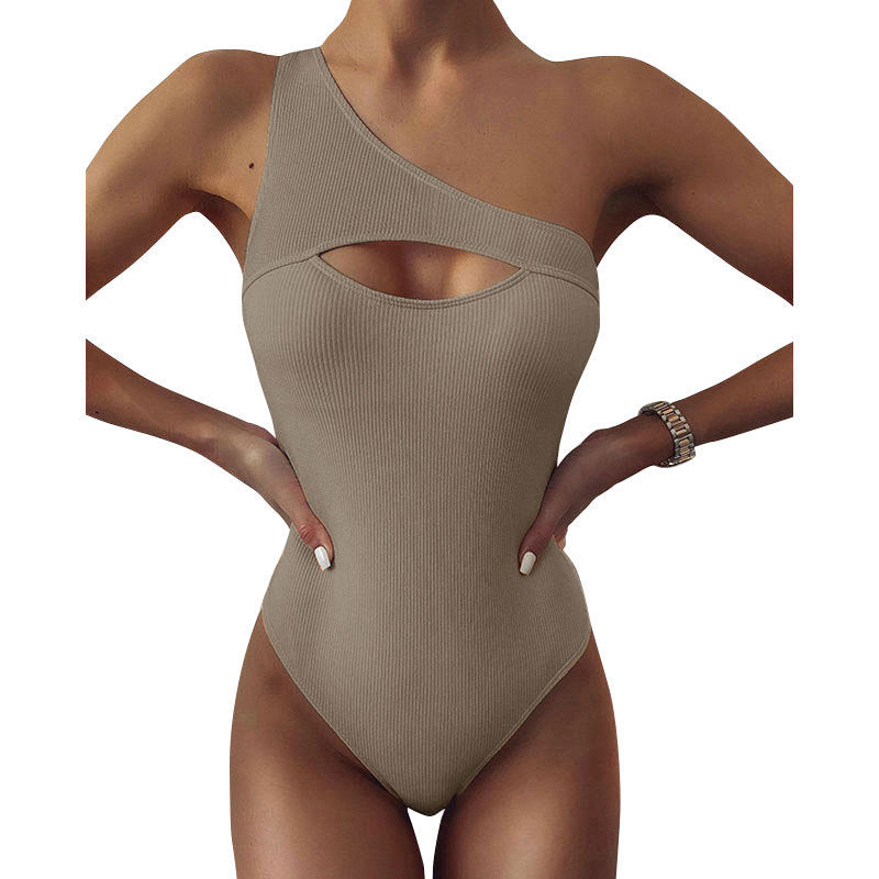 Úrsula® | New Bikini Solid Color One-Shoulder One-Piece Swimsuit Women