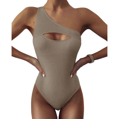 Úrsula® | New Bikini Solid Color One-Shoulder One-Piece Swimsuit Women