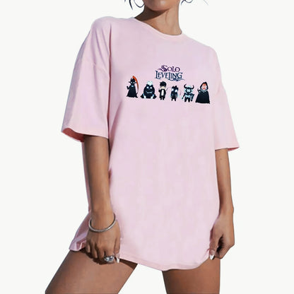 Anime Print Oversized O-neck T-shirt