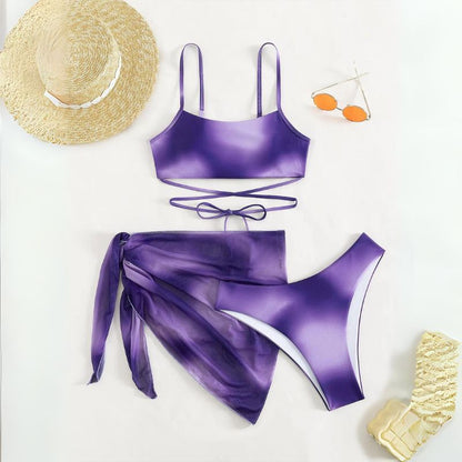 Luciana® | 3-Piece Bikini Swimsuit With Laces And Beach Skirt