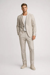 Men’s Slim Fit Tweed Suit Set – Blazer & Trousers Classic Smart Casual Style