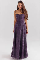 Women's Spaghetti Strap Chiffon Floral Formal Dress – Elegant Maxi Dress
