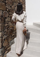 Women's Linen Shirt And Maxi Skirt Set – Elegant Summer Outfit