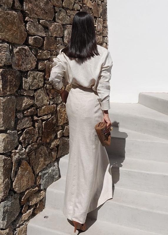 Women's Linen Shirt And Maxi Skirt Set – Elegant Summer Outfit