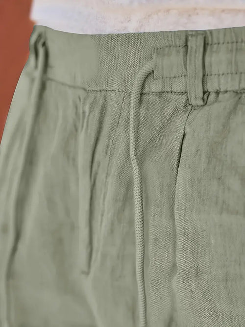 Men's Wide-Leg Linen Trousers – Drawstring Casual Summer Pants