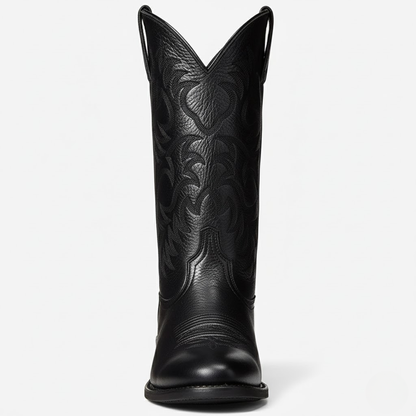 Women’s Western Knee-High Boots – Pointed Toe & Embroidered Detail