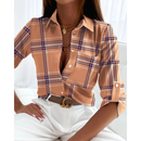 Women's Colorful Patterned Button-Up Blouse – Long Sleeve Business Shirt