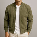 Men's Suede Zip-Up Long Sleeve Jacket – Casual Slim Fit Coat