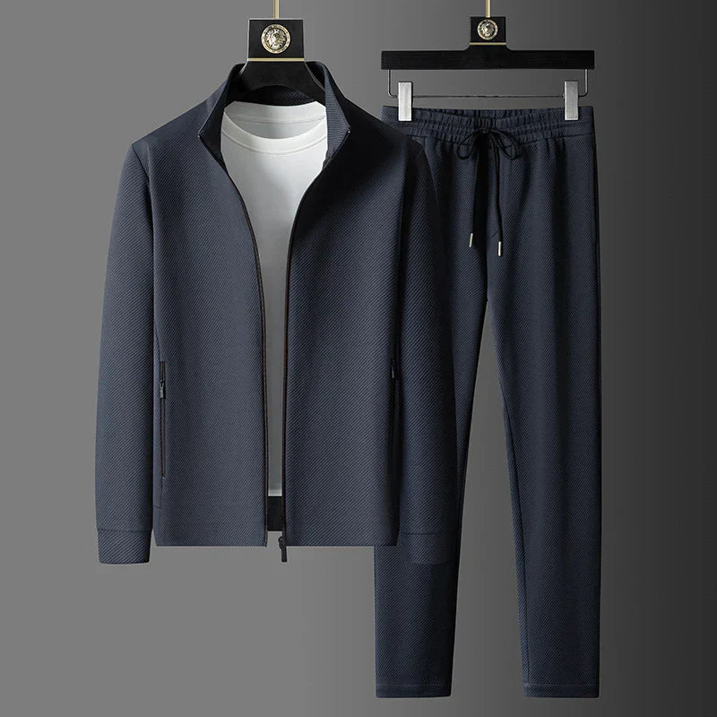 Men’s Black Two Piece Sportswear Tracksuit Set – Athletic Gym Outfit