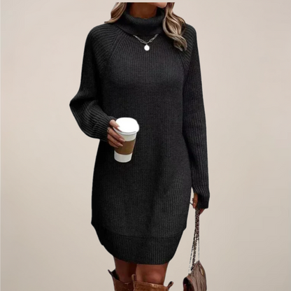 Women’s Turtleneck Sweater Dress – Knit, Long Sleeve, Knee-Skimming