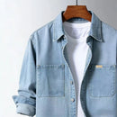 Men's Vintage-Style Loose-Fit Denim Overshirt – Classic Casual Layering