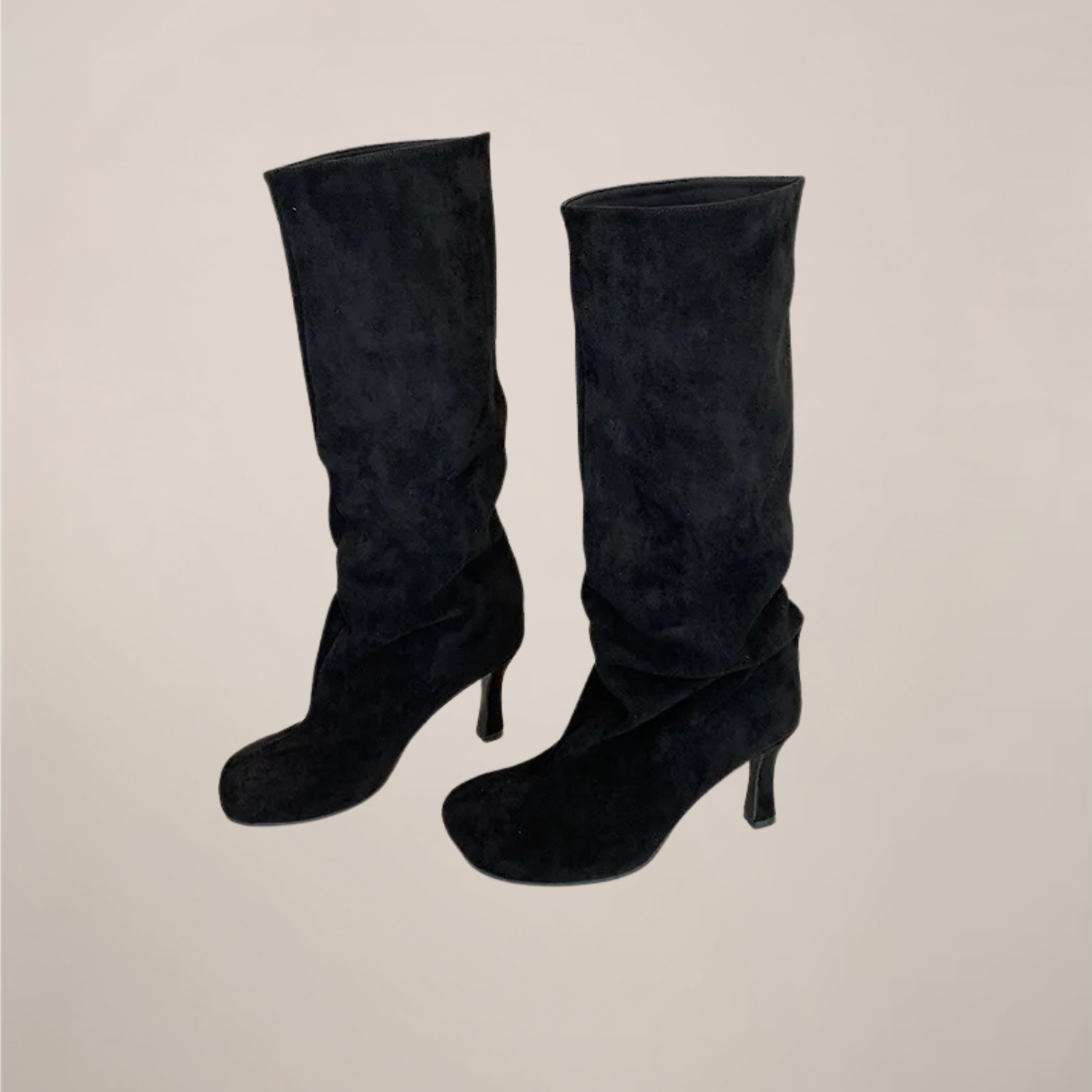 Women’s Knee-High Boots – Peep Toe, Sculpted Wedge, Slouch Shaft