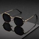 Vintage Style Polygonal Metal Sunglasses With Brown Lenses – Retro
