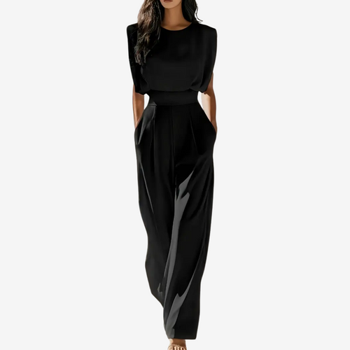 Women's High Neck Sleeveless Belted Jumpsuit – Tailored Formal Wear