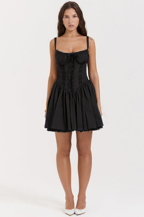Allure Lace Trim Solid Slip Dress