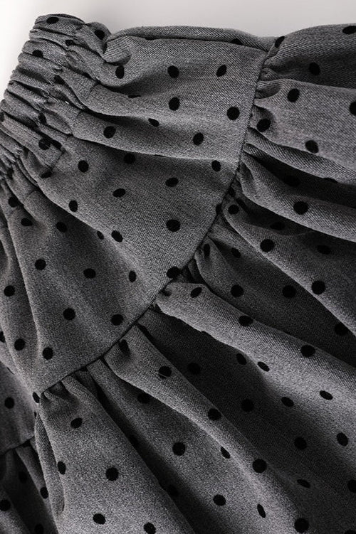 Polka Dot Black Belted Tulle Mini Skirt