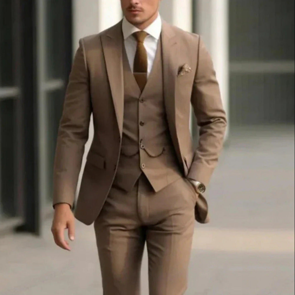 Men’s 3-Piece Suit – Jacket Waistcoat Trousers Elegant Formal Tailored Style