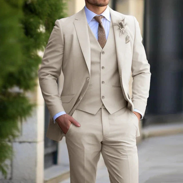 Men’s 3-Piece Set – Business Blazer Cardigan Trousers Smart Casual Formal Style