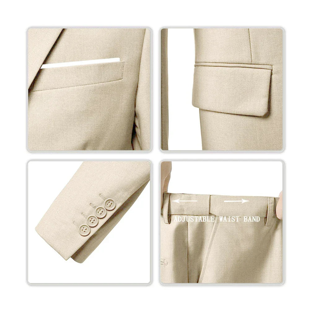 Men’s 3-Piece Set – Business Blazer Cardigan Trousers Smart Casual Formal Style