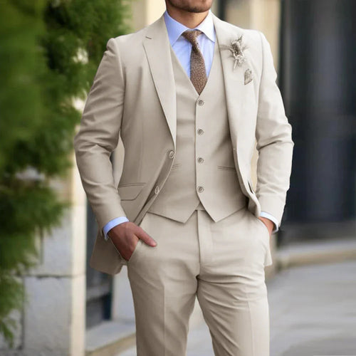 Men’s 3-Piece Set – Business Blazer Cardigan Trousers Smart Casual Formal Style