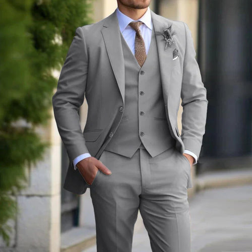 Men’s 3-Piece Set – Business Blazer Cardigan Trousers Smart Casual Formal Style