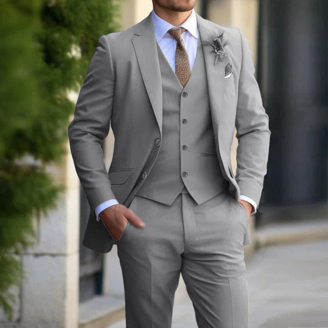 Men’s 3-Piece Set – Business Blazer Cardigan Trousers Smart Casual Formal Style