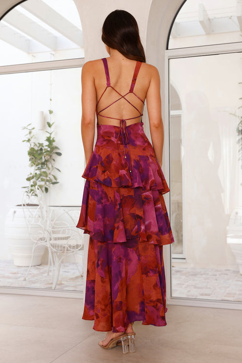 Women's Layered Chiffon Maxi Dress – Sleeveless V-Neck Open Back Gown