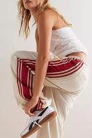 Women's Side Stripe Airy Casual Wide Leg Sweat Pants – Lounge Pants