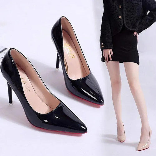 Womens Shiny Leather High Heel Stilettos – Elegant Evening Pumps