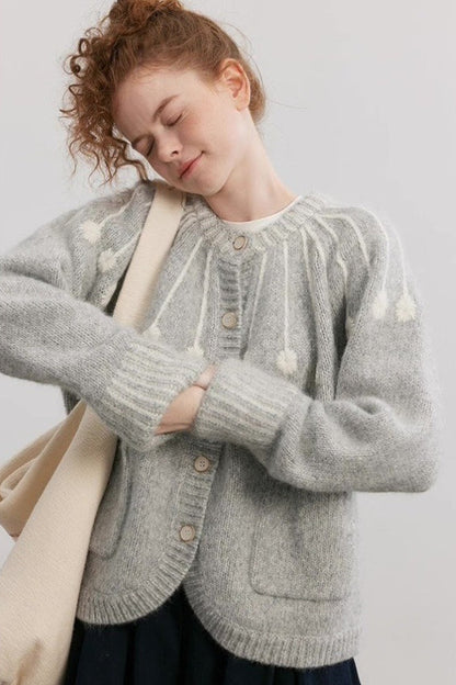 Alpaca Blend Embroidered Cardigan