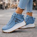 Women’s Chunky Denim Sneakers - Lace Up Street Style Shoes
