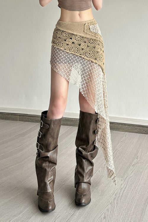 Asymmetric Bias Cut Bodycon Skirt