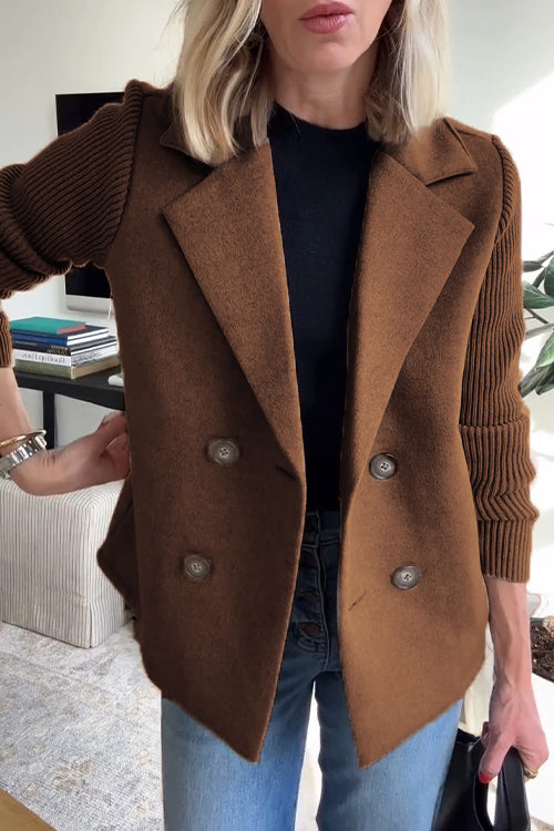 Women’s Wool Casual Blazer Coat With Notch Lapel Collar – Elegant Everyday Outerwear