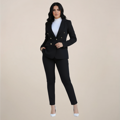 Women’s Two-Piece Suit Set – Tailored Blazer and Slim Trousers